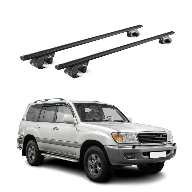 Barres de toit ABE pour Toyota Land Cruiser 90 120 1996-2009 5 P Alu Noir 2x