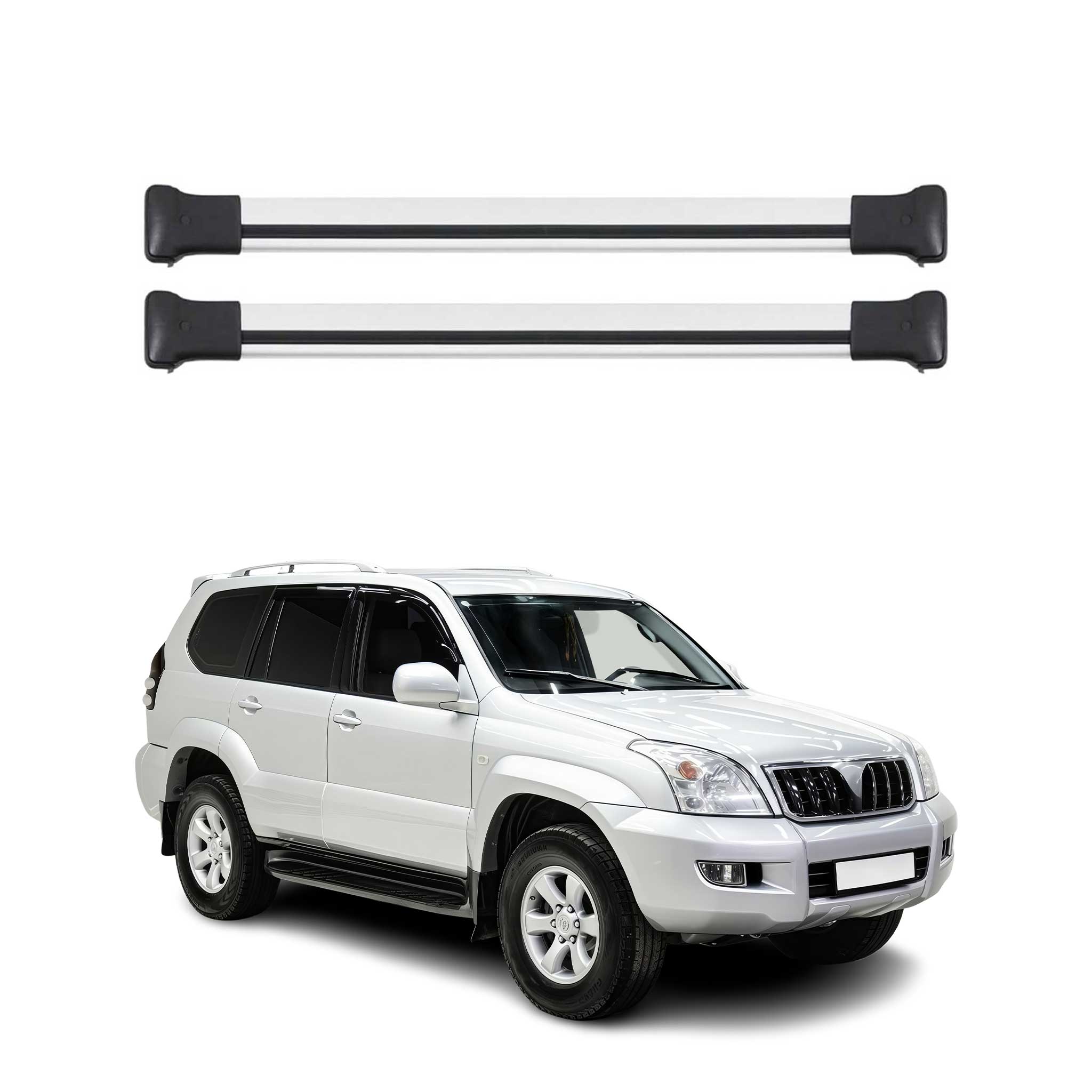 Barres de toit transversales pour Toyota Land Cruiser Prado 2002-2009 Alu Gris