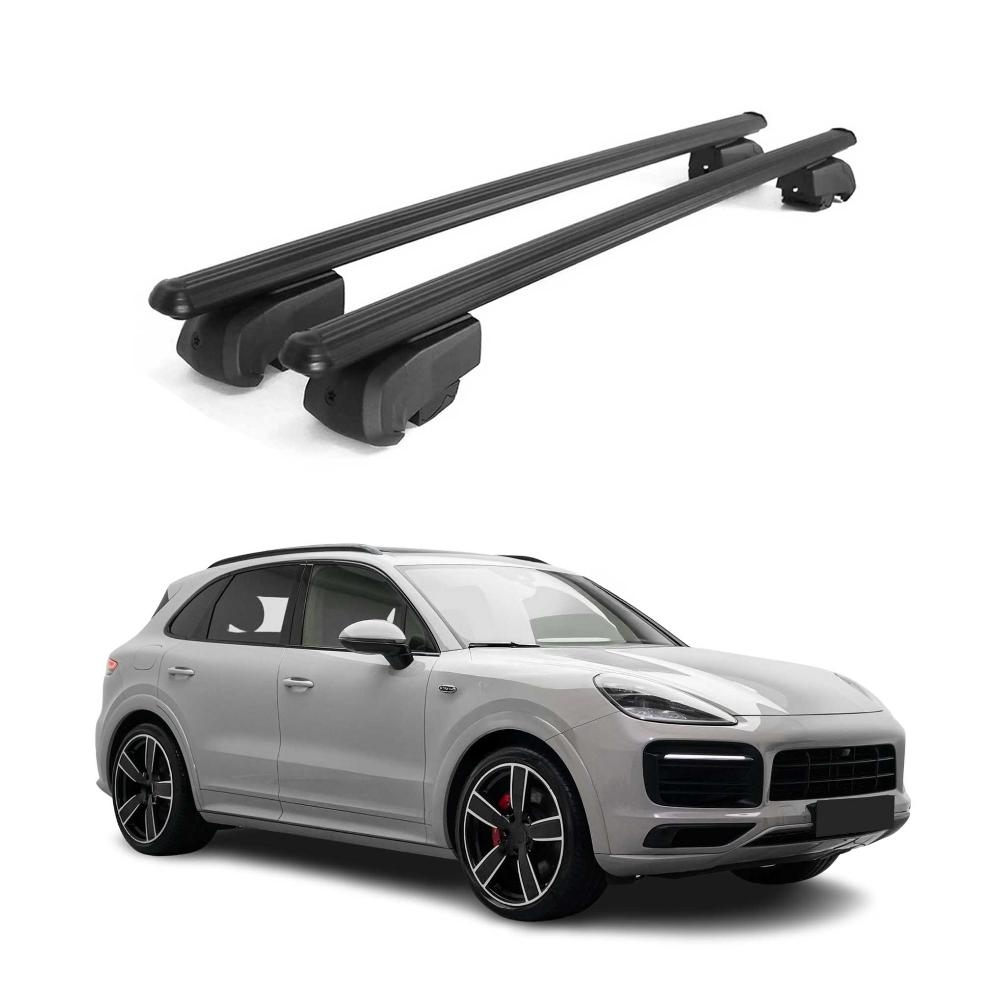Barres de toit Transversales pour Porsche Cayenne 2018-2023 Aluminium Noir