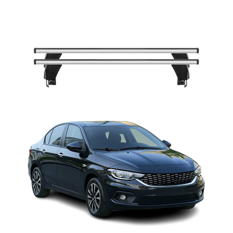 Menabo Barres de toit Transversales pour Fiat Tipo 2015-2020 Alu Gris ABE 2x