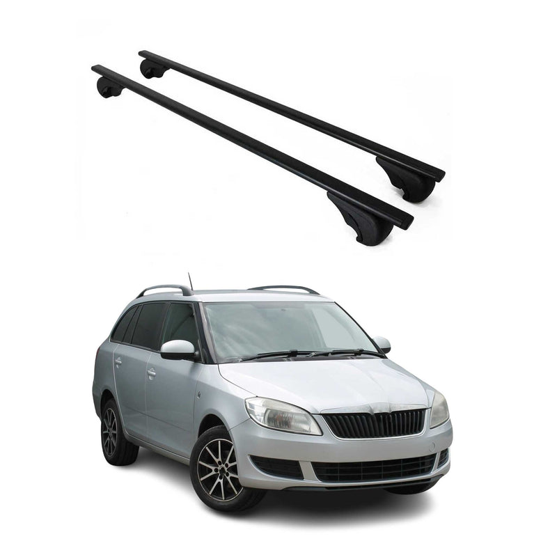 Barres de toit Transversales pour Skoda Fabia II 2007-2014 Fer Noir