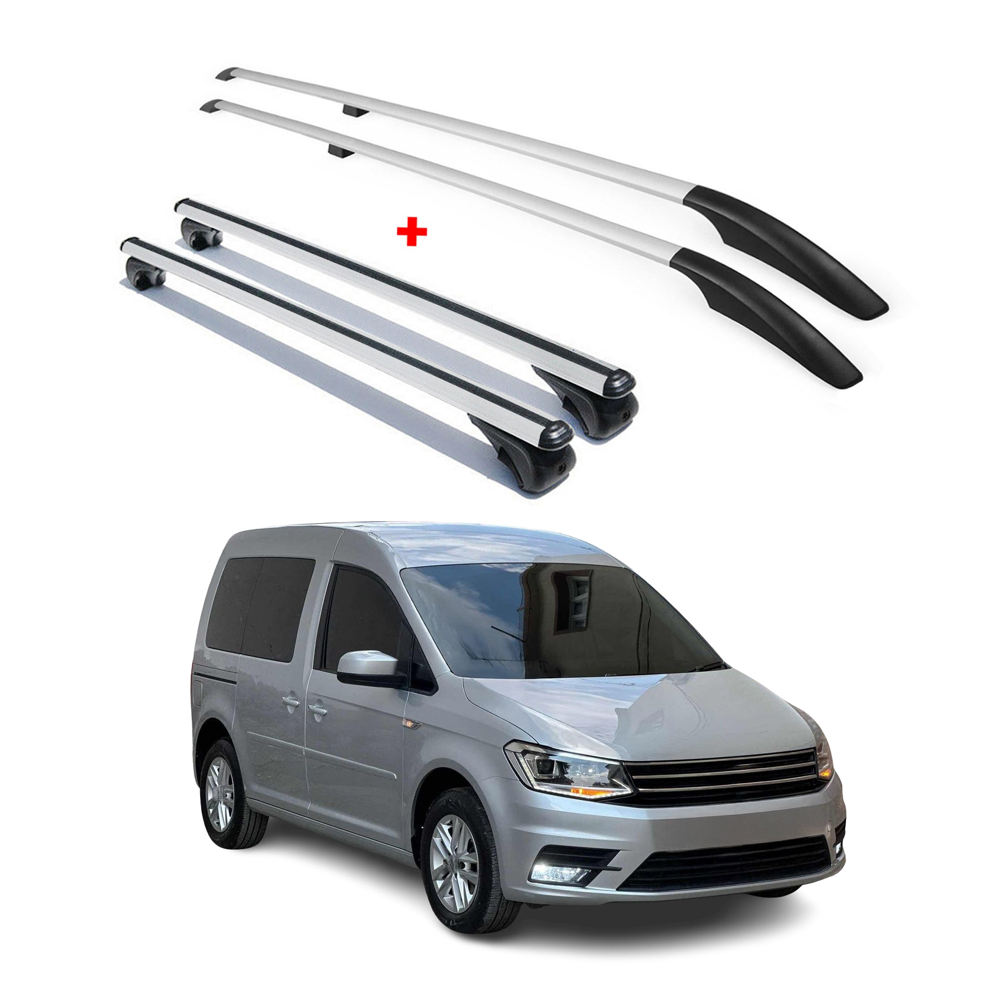 Kit Barres de toit pour VW Caddy 4 2015-2020 Gris Alu L1 Empattement Court 4 Pcs