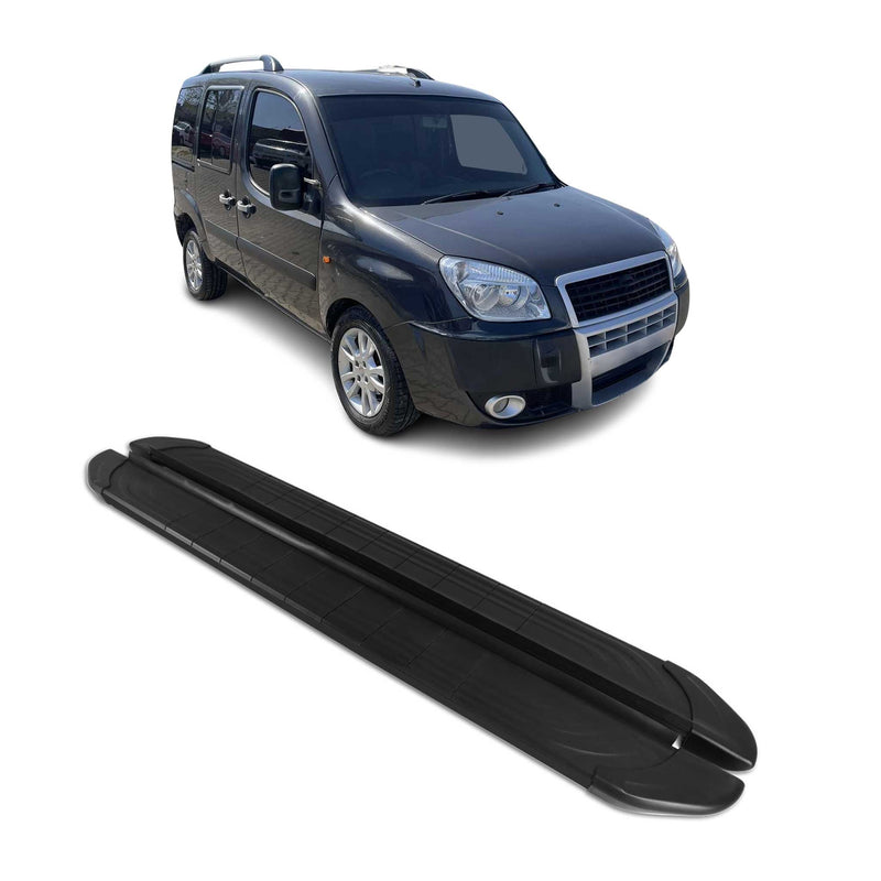 Marchepieds Latéraux pédale pour Fiat Doblo 2000-2010 L1 2Pcs Aluminium Noir