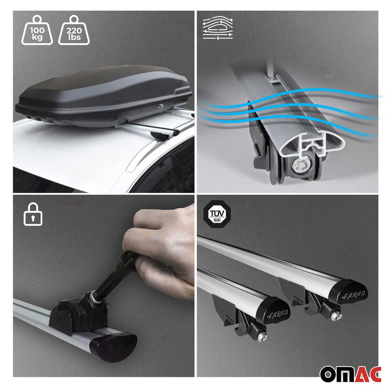 Barres de toit transversales pour Audi A4 Avant 2016-2020 2 pcs en Alu gris TÜV ABE