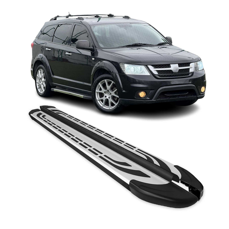 Marchepieds Latéraux pour Fiat Freemont 2011-2016 Aluminium Gris Noir 2x