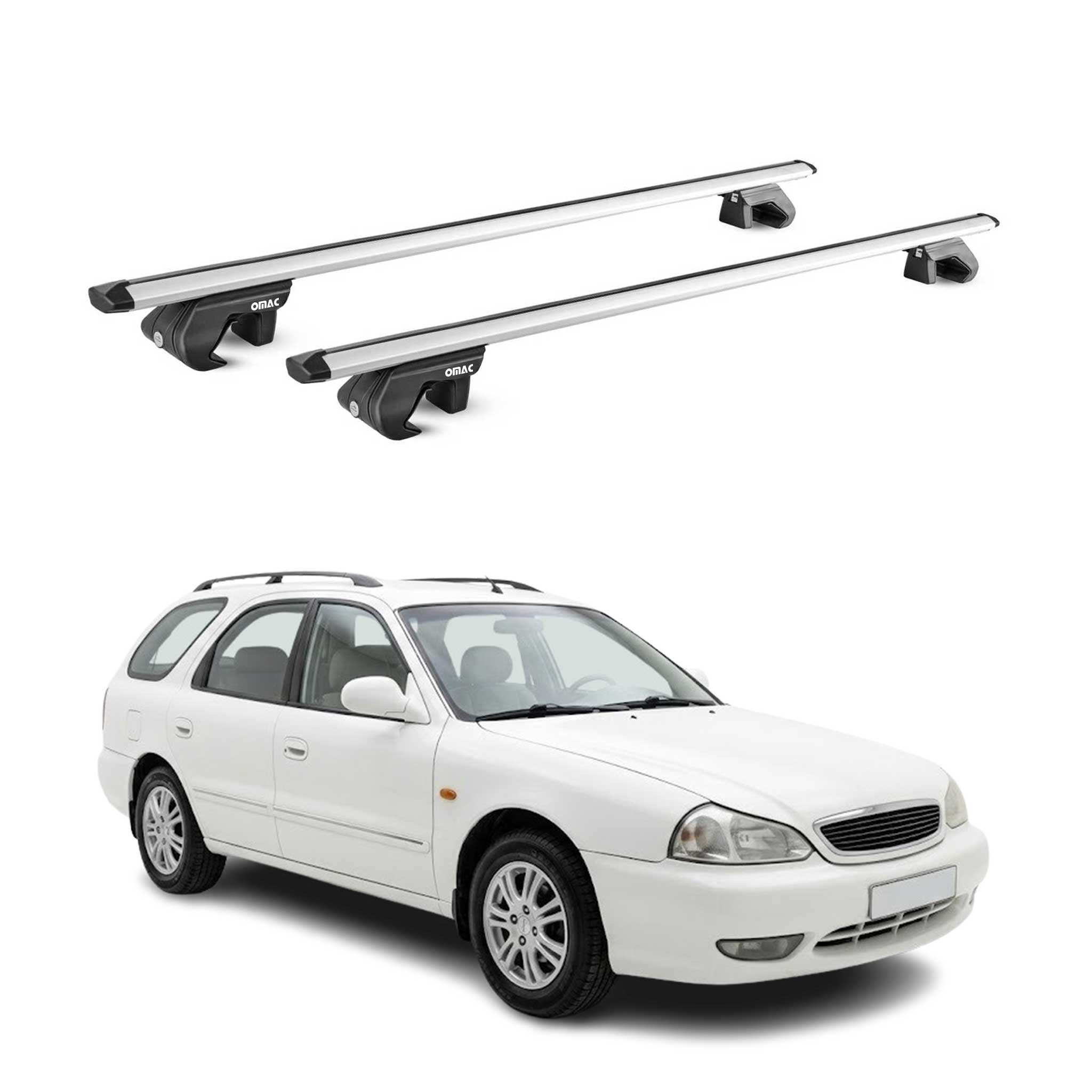 Barres de toit transversales ABE pour Kia Clarus Break 1996-2001 Alu Gris 2x