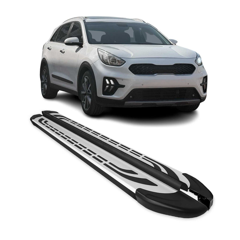 Marchepieds Latéraux pédale pour Kia Niro 2017-2024 Aluminium Gris Noir 2x