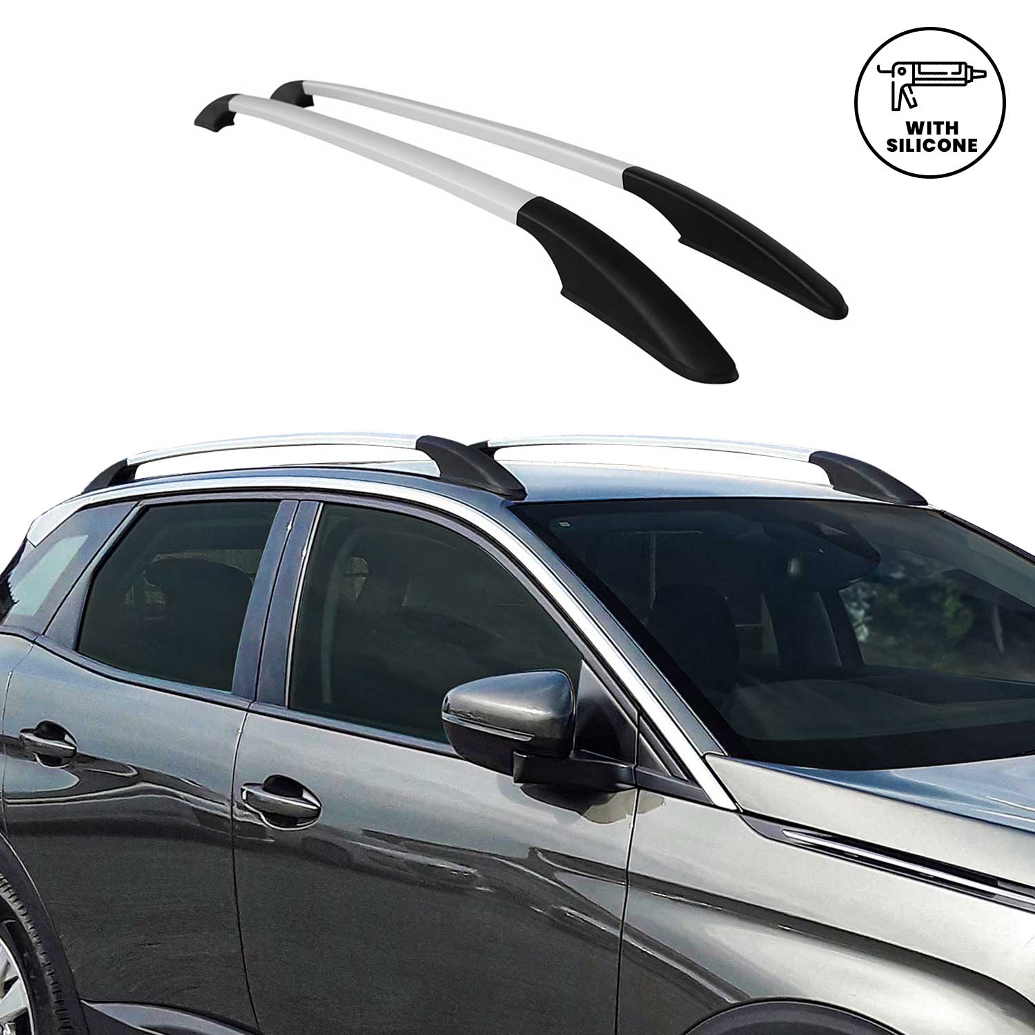 Barres de toit longitudinales pour Citroen C4 Cactus 2014-2021 en Alu gris