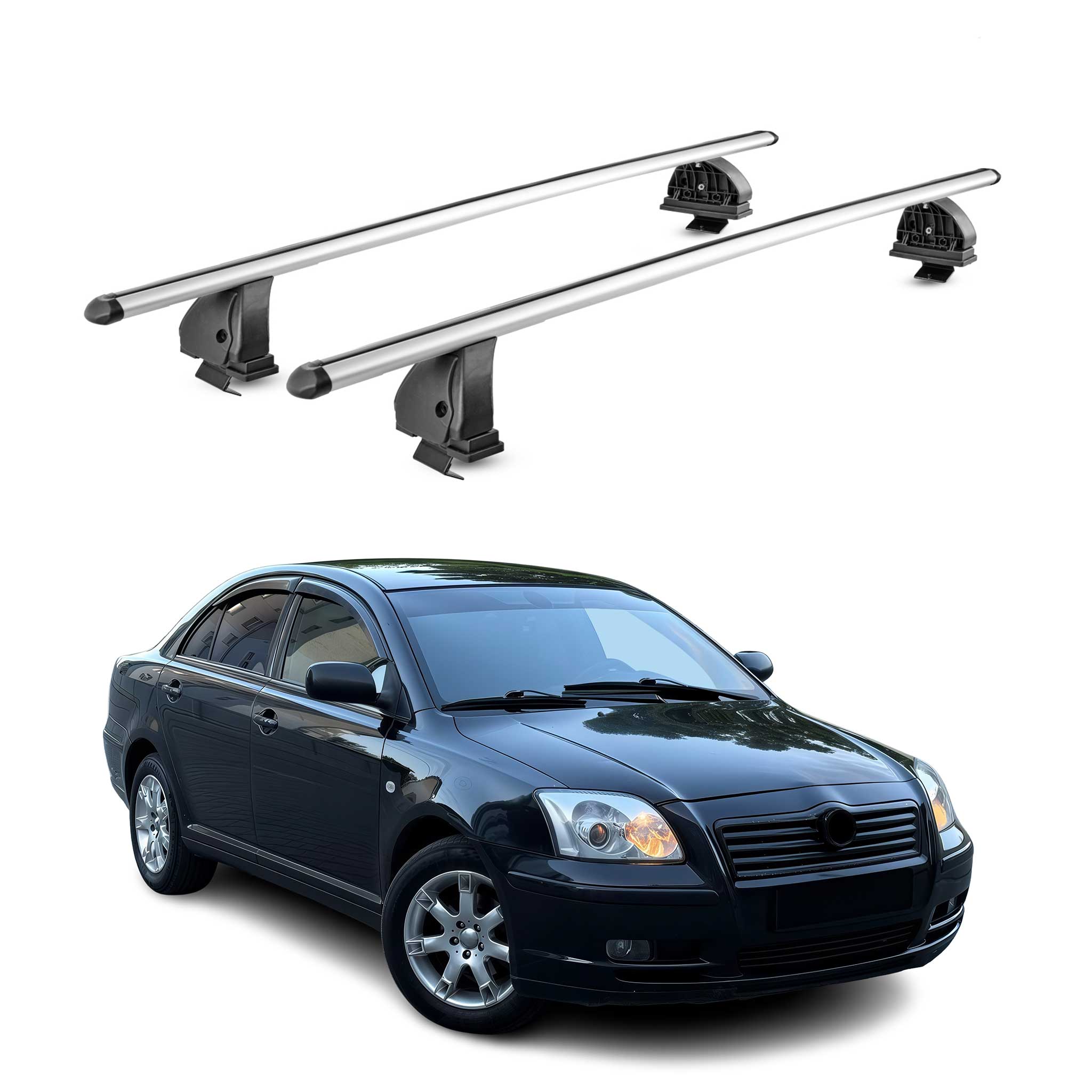 Barres de toit transversales Alu pour Toyota Avensis II 2003-2008 TÜV Gris 2Pcs