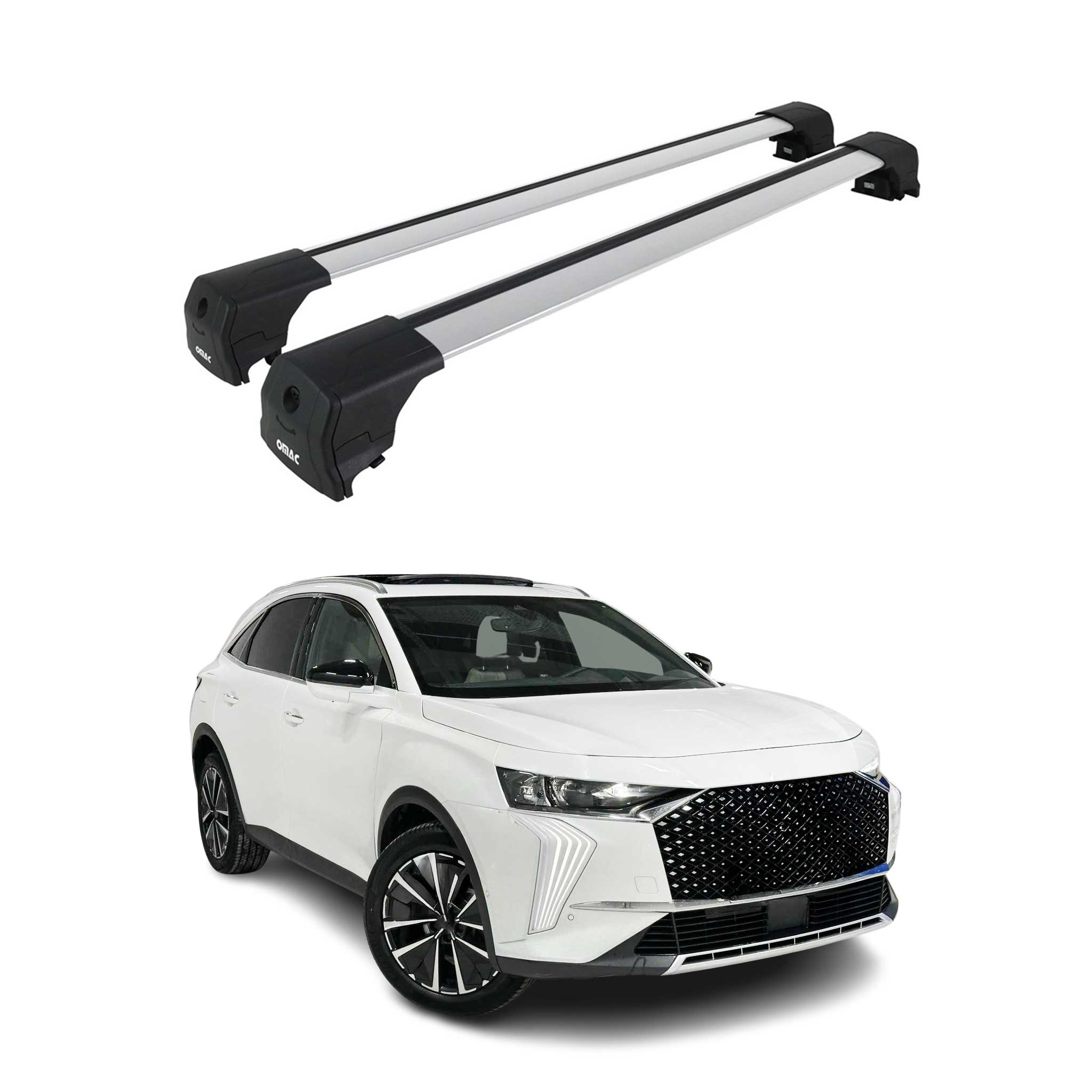 Barres De Toit Transversales pour DS 7 Crossback / DS 7 2017-2026 Alu Gris 2Pcs