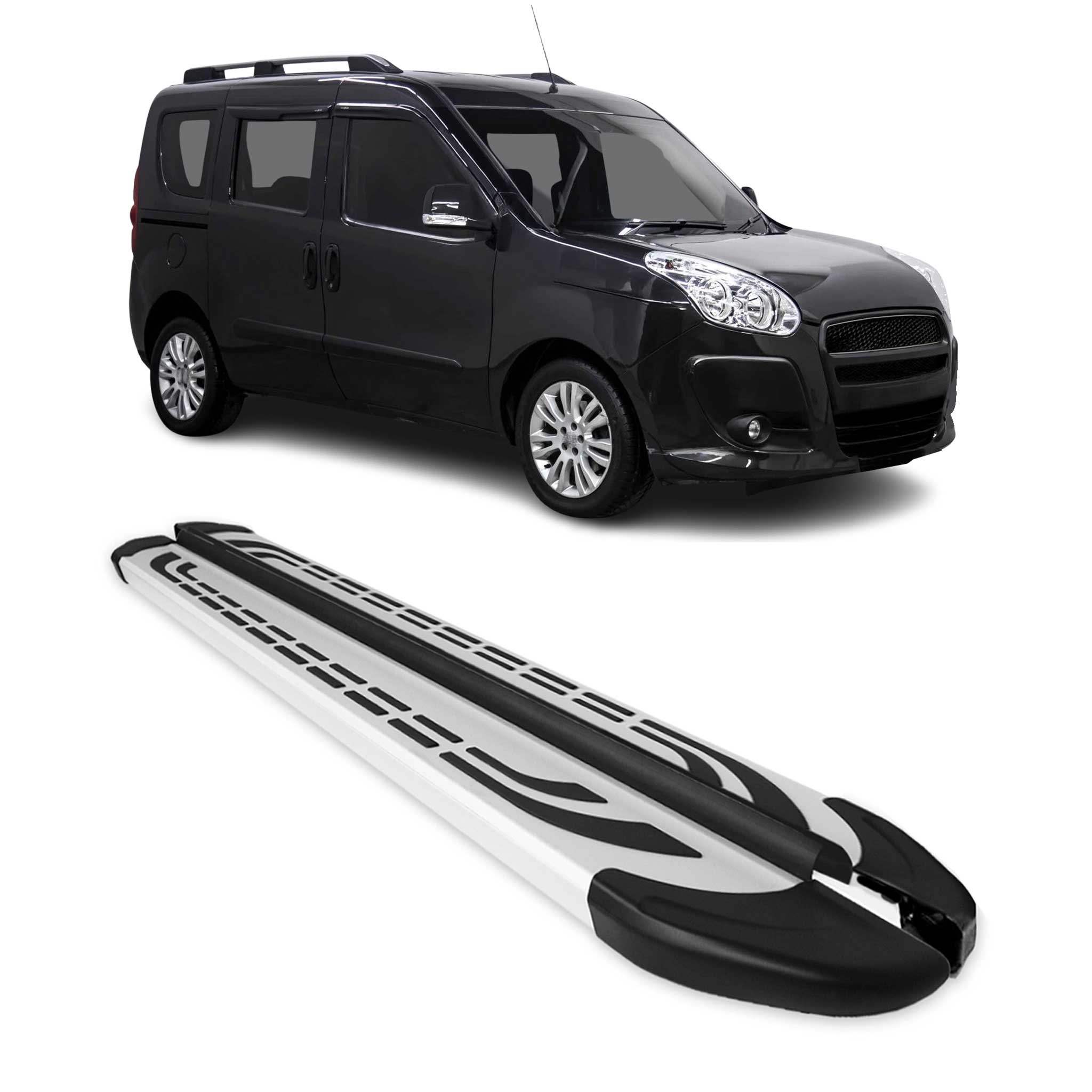Marchepieds Latéraux pédale pour Fiat Doblo 2010-2021 L1 Aluminium Gris 2Pcs