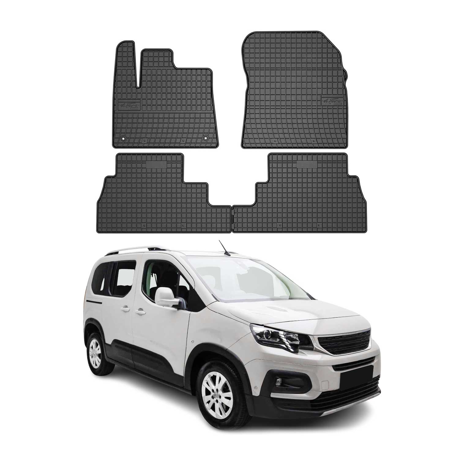 Tapis de Sol pour Peugeot Rifter/e-Rifter 2018-2026 Noir Caoutchouc 4Pcs