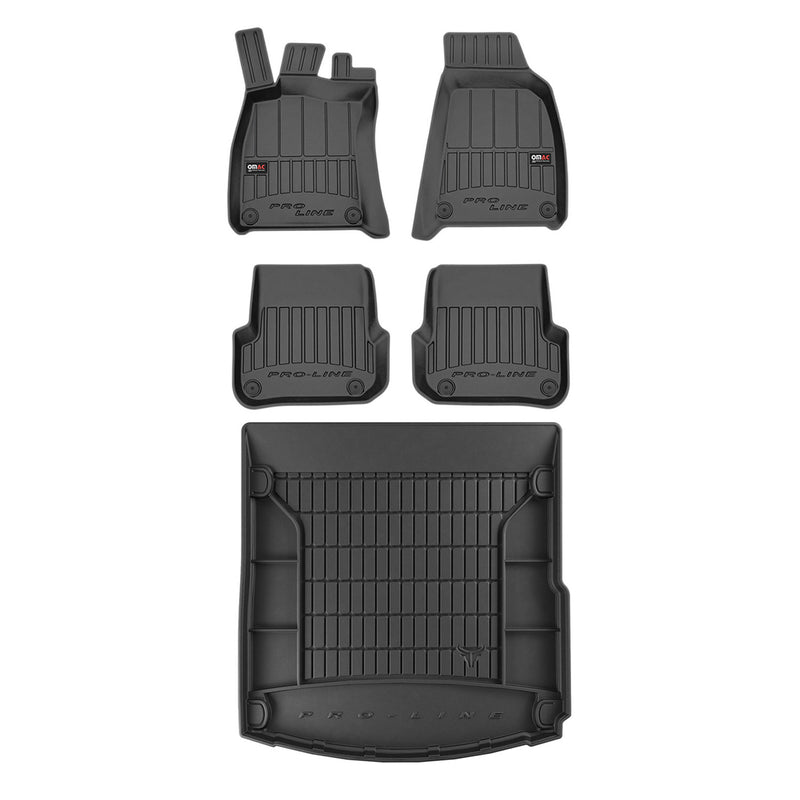 OMAC Kit Tapis de sol et coffre pour Audi A6 C6 Berline 2004-2008 Premium Noir