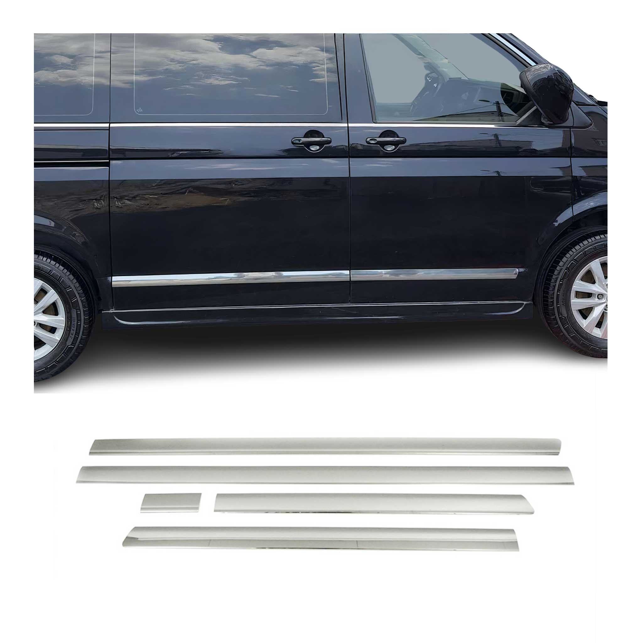 Garniture Baguette de porte latérale pour VW T6 T6.1 tout 2015-24 L1 inox chromé