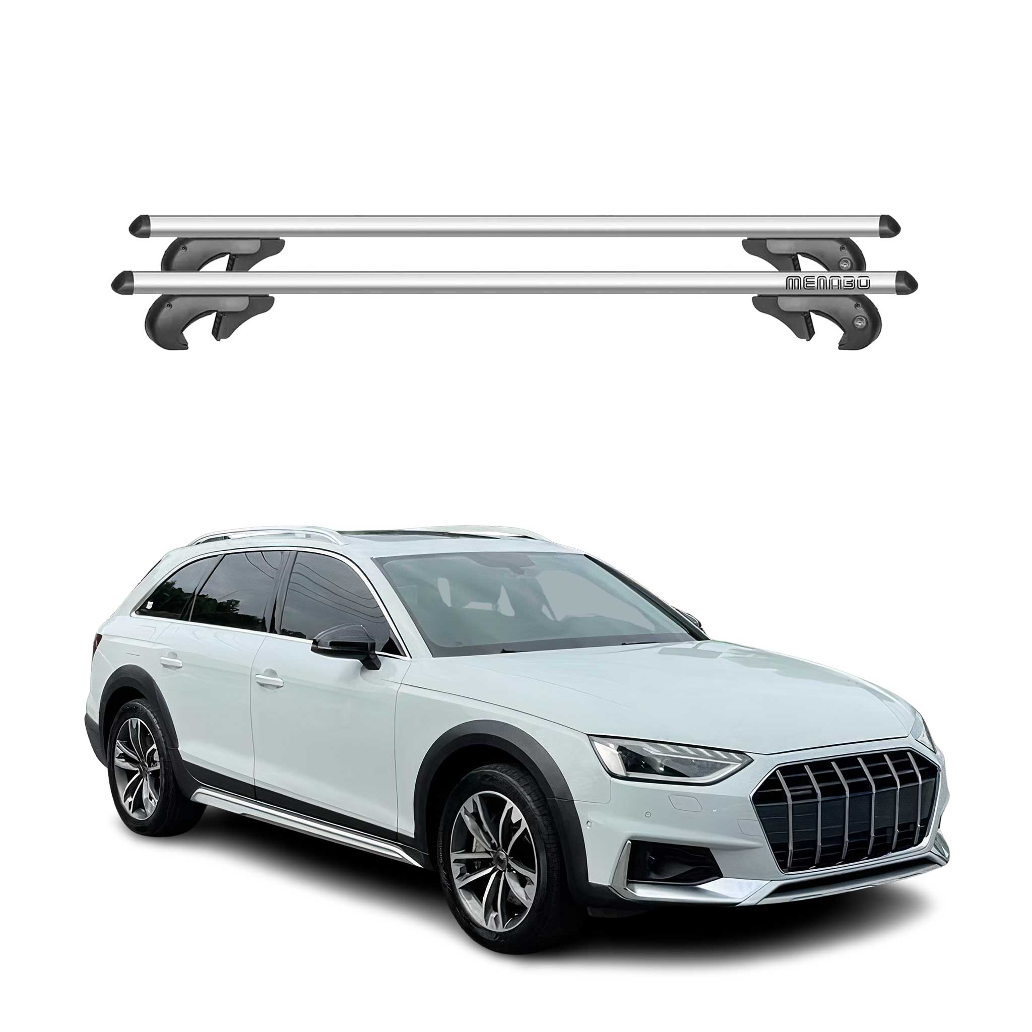 Barres de toit transversales pour Audi A4 B9 Allroad 2015-2025 90kg Alu Gris 2x