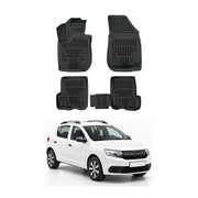 Tapis de sol pour Dacia Sandero 2012-2020 Noir 3D en Caoutchouc TPE 4Pcs