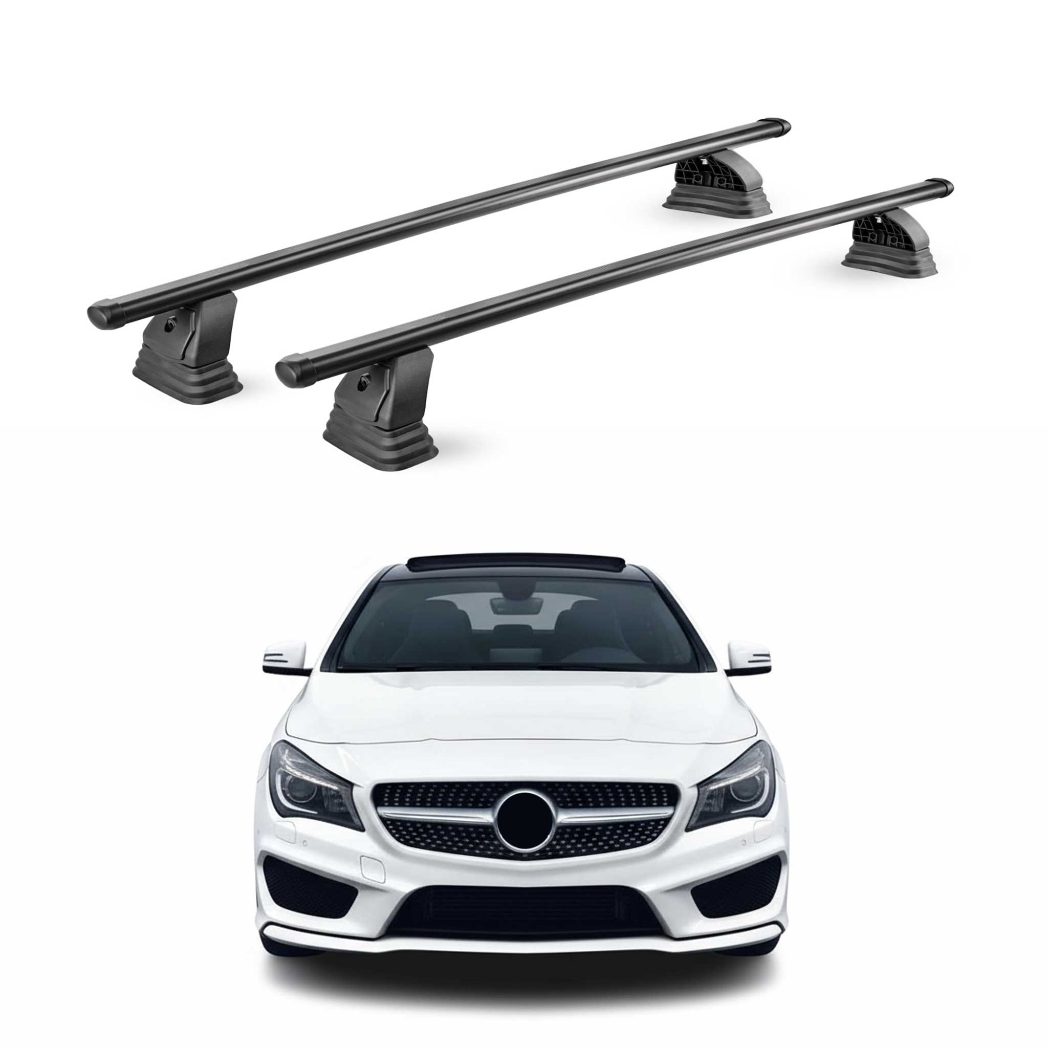 Barres de toit transversales acier pour Mercedes CLA C117 X117 2013-2019 Noir 2x