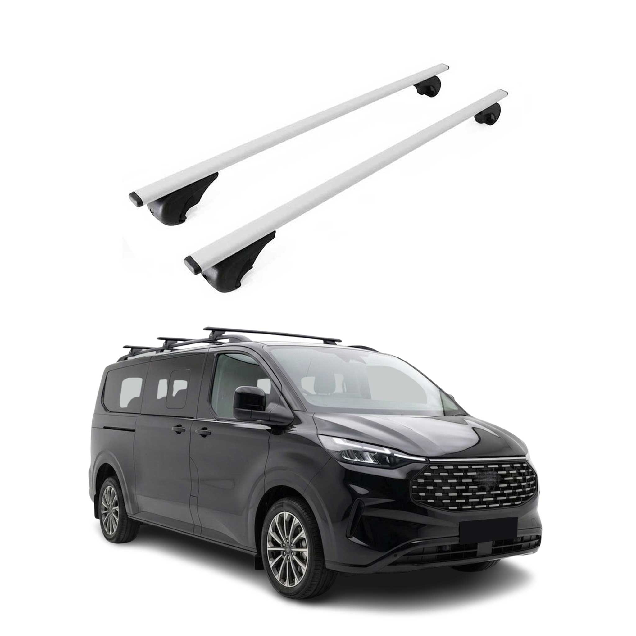 Barres de toit Transversales pour Ford Tourneo Custom II 2023-2026 Fer Gris 2Pcs