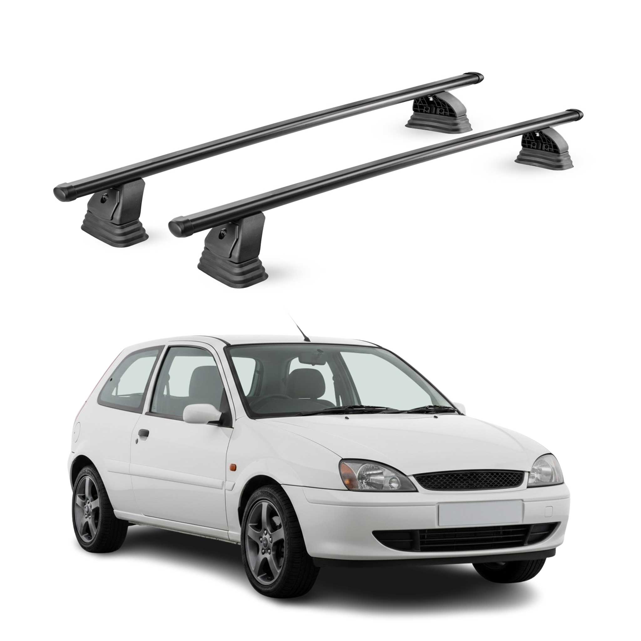 Barres de toit transversales acier pour Ford Fiesta IV 1995-2002 3Portes Noir 2x