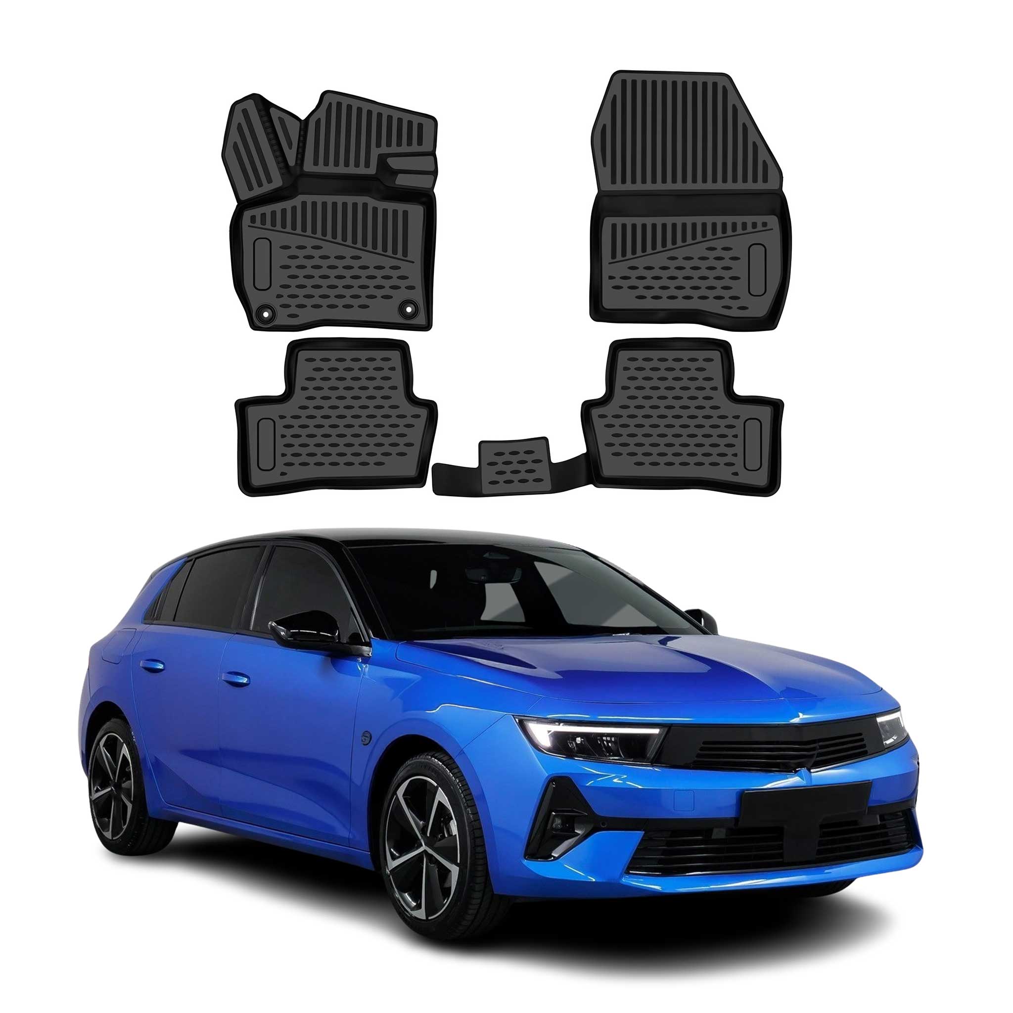 OMAC Tapis de sol pour Opel Astra L Hybrid 2021-2026 en caoutchouc Noir TPE 4Pcs
