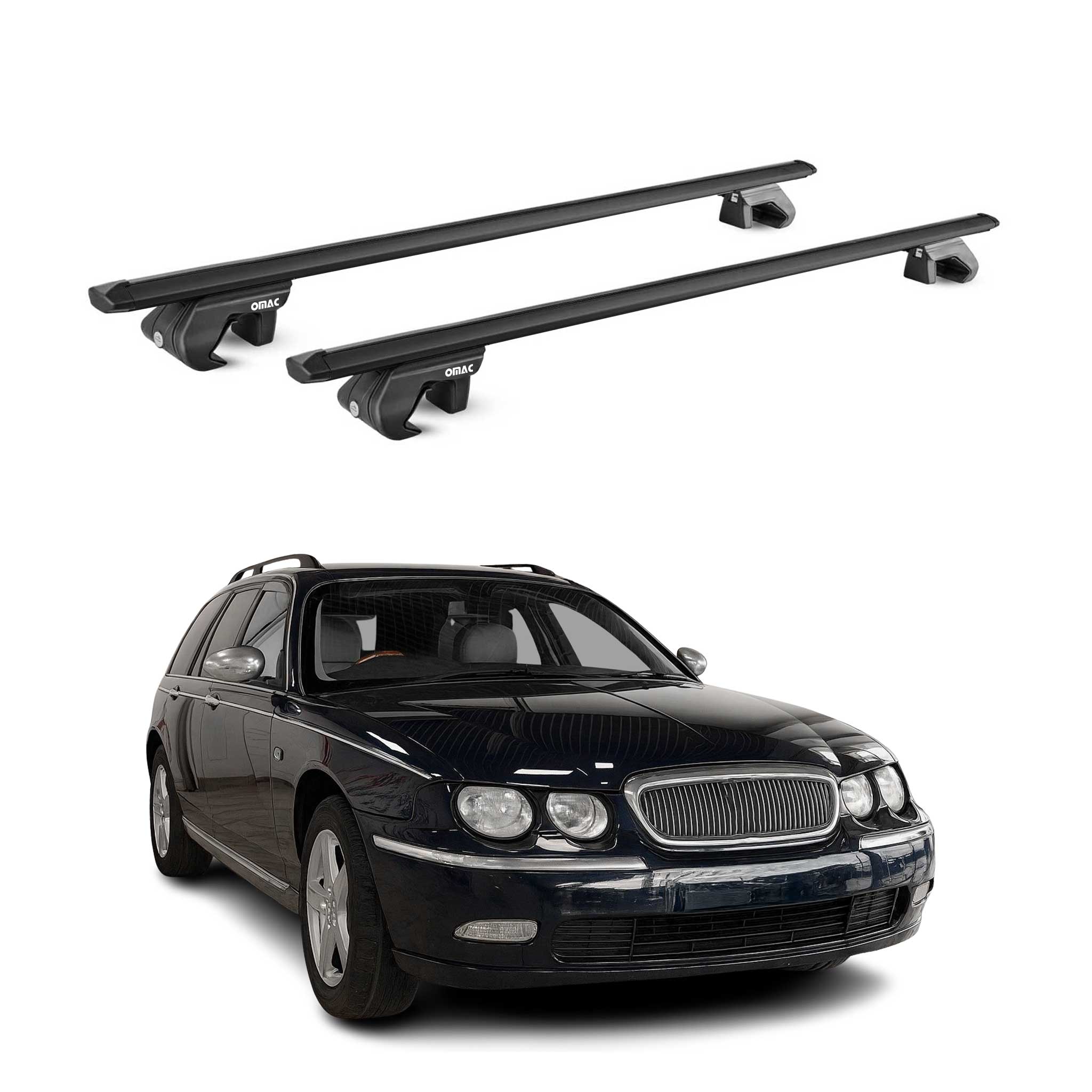 Barres de toit transversales pour Rover 75 Break 1998-2005 Aluminium Noir ABE