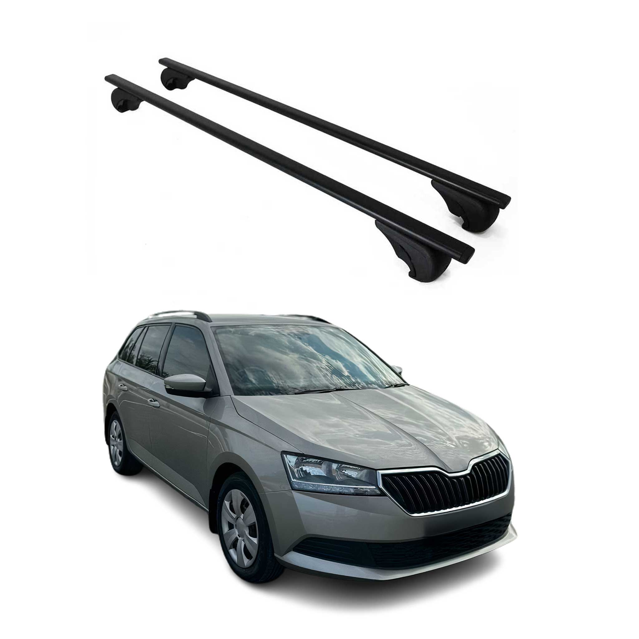 Barres de toit Transversales pour Skoda Fabia Break 2014-2021 Fer Noir