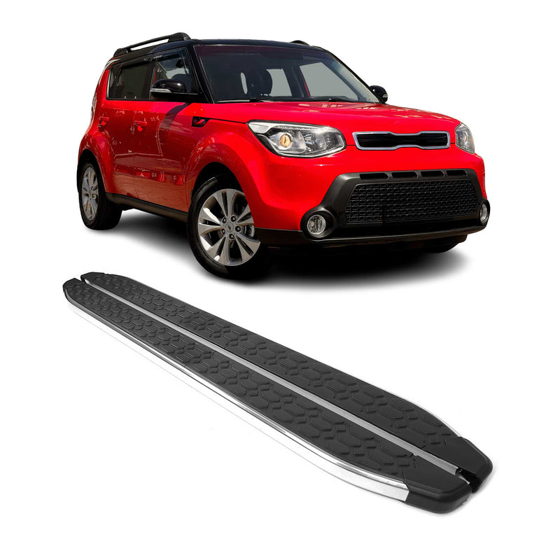 Marchepieds Latéraux pour Kia Soul 2014-2019 inoxydable Brillant Argent Noir 2x