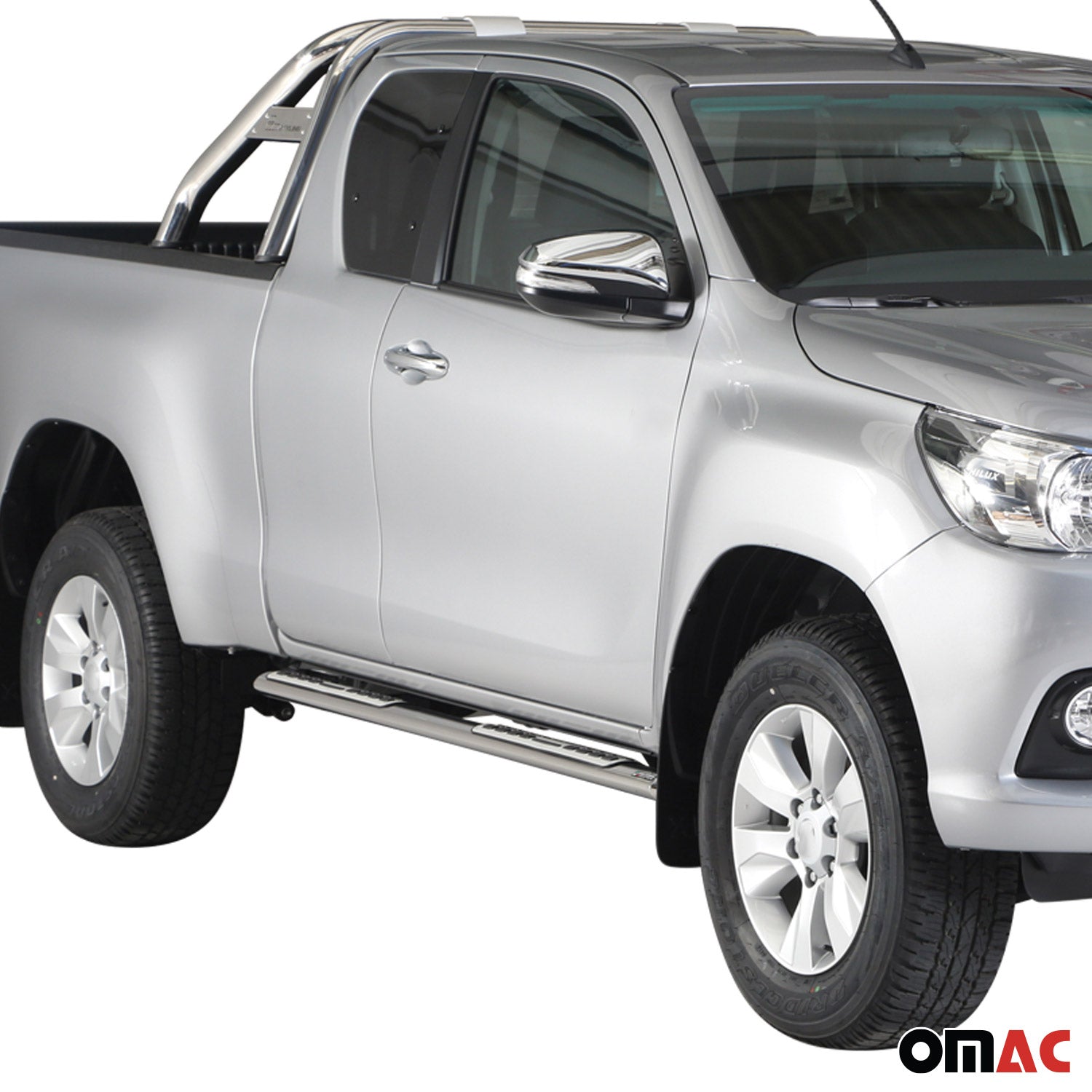 Marchepieds Latéraux pour Toyota Hilux Extra Cab 2015-2026 Acier Inoxy Argent