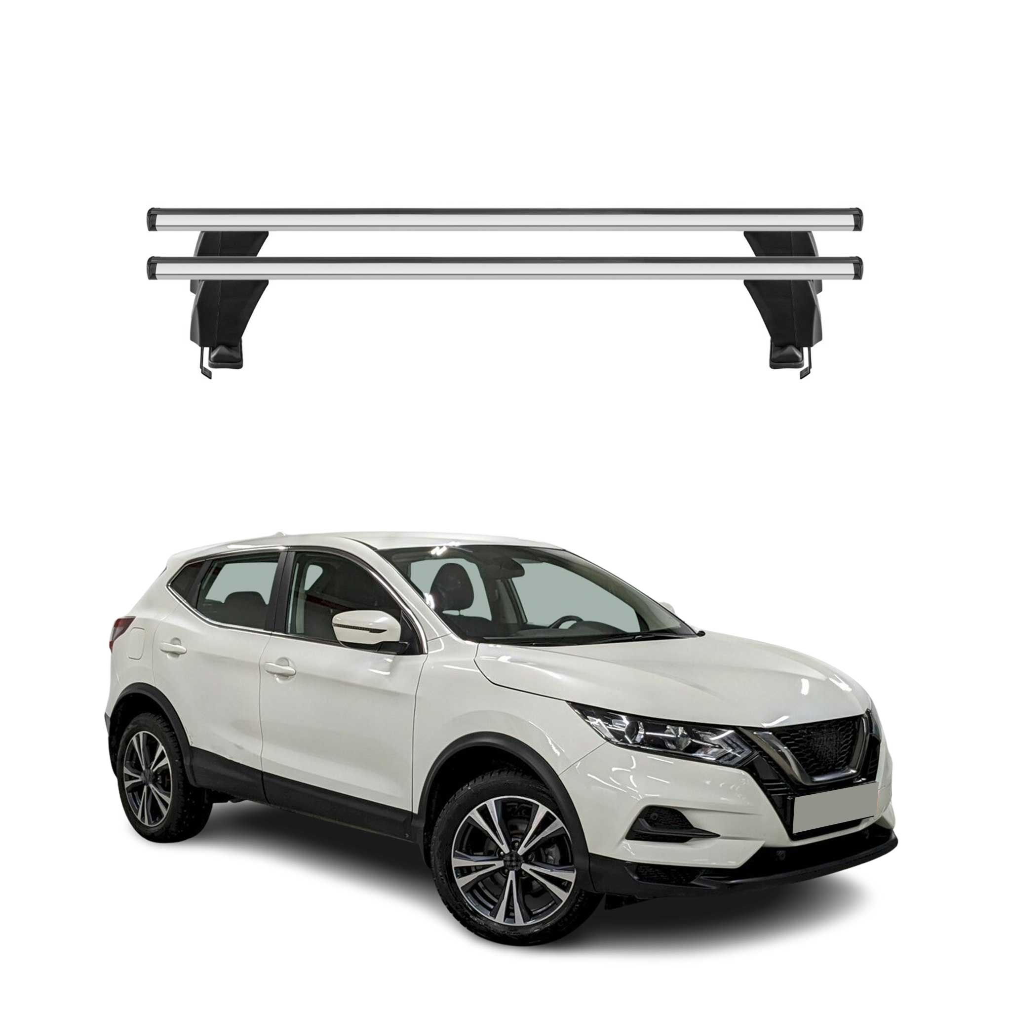 Menabo Barres de toit Transversales pour Nissan Qashqai J11 2014-2017 Alu Gris