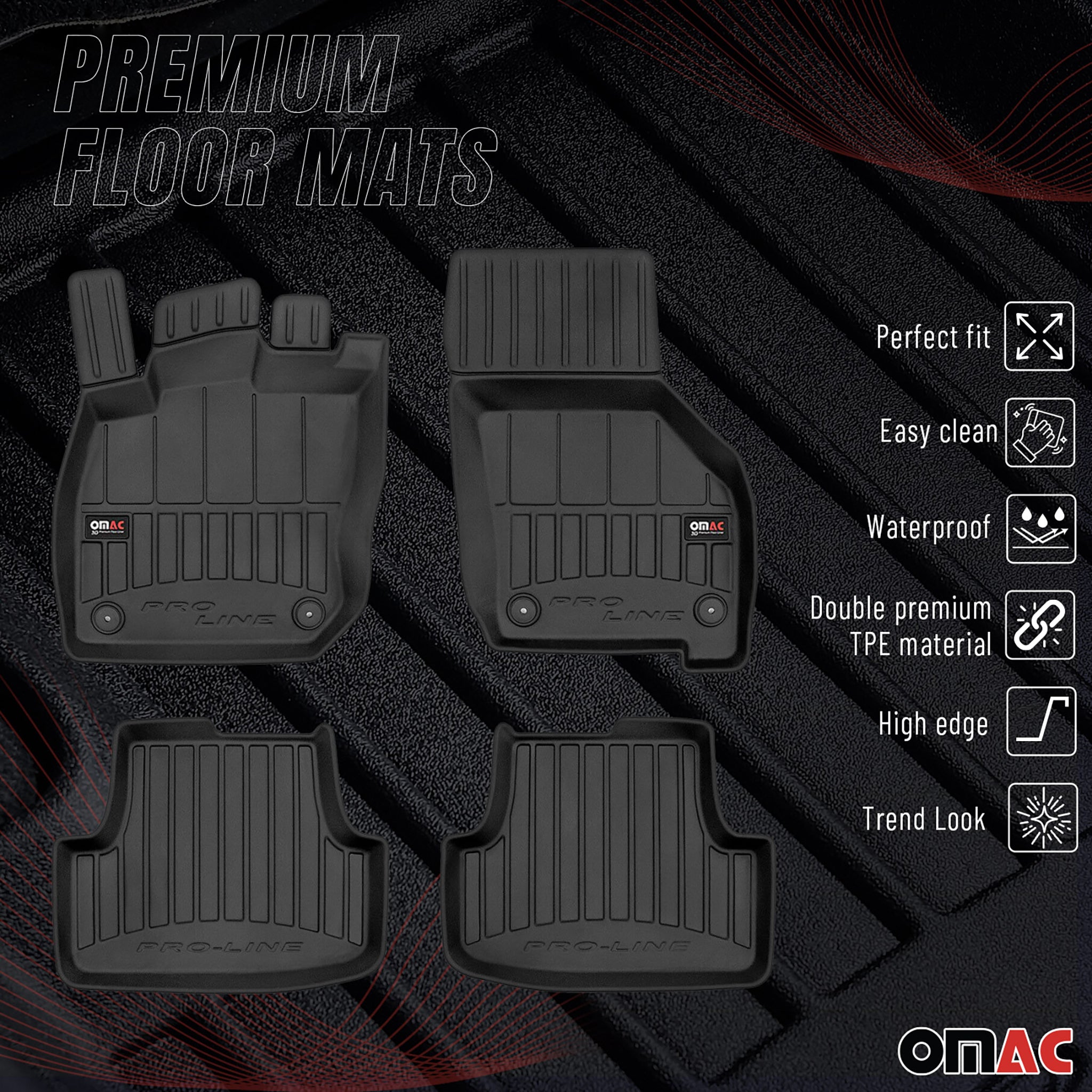 Tapis de Sol pour VW Golf 2019-2026 TPE Noir