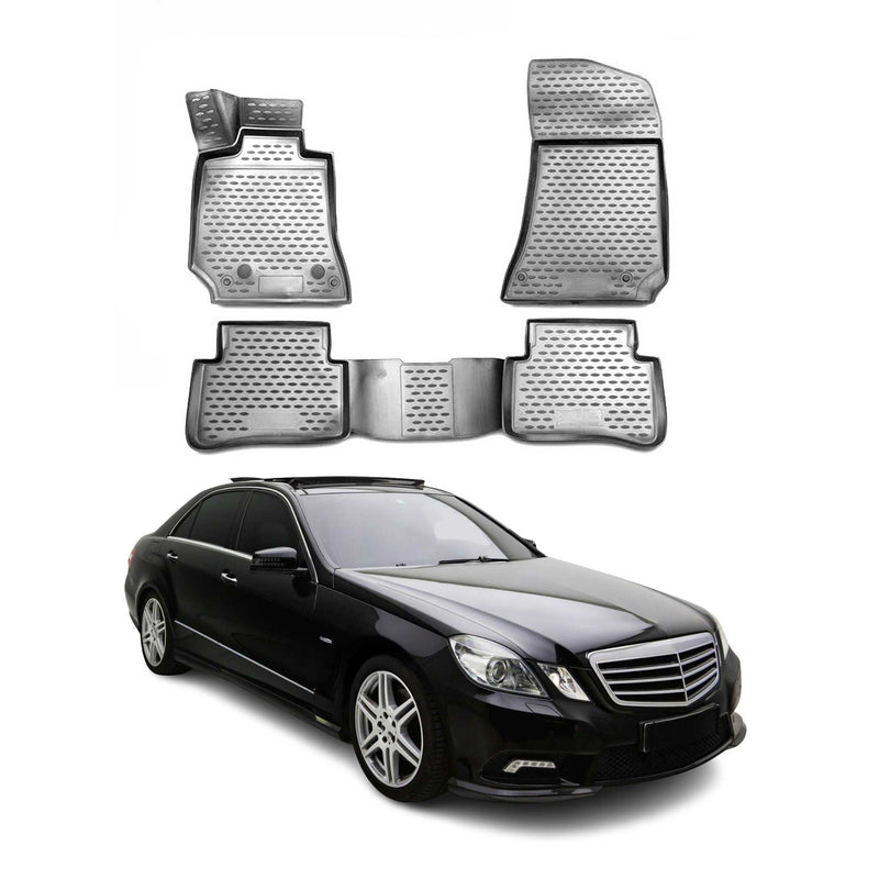 Tapis de sol pour Mercedes Classe E W212 2009-2016 en caoutchouc TPE 3D Gris 4x