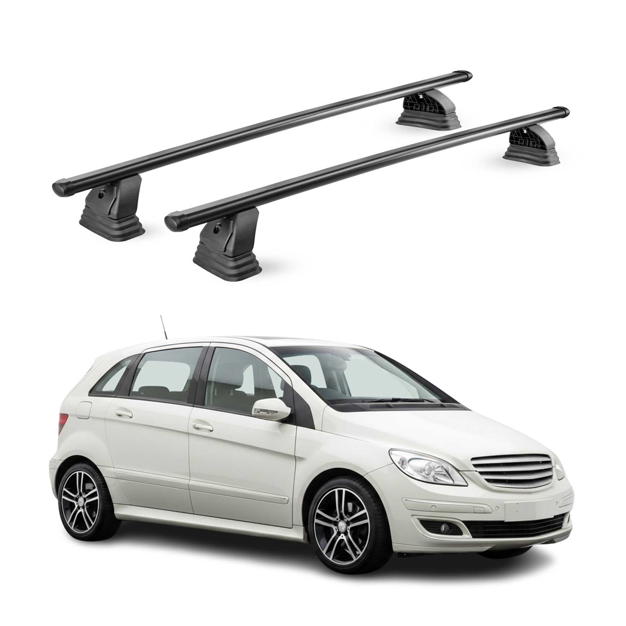 Barres de toit transversales acier pour Mercedes Classe B W245 2005-2011 Noir 2x