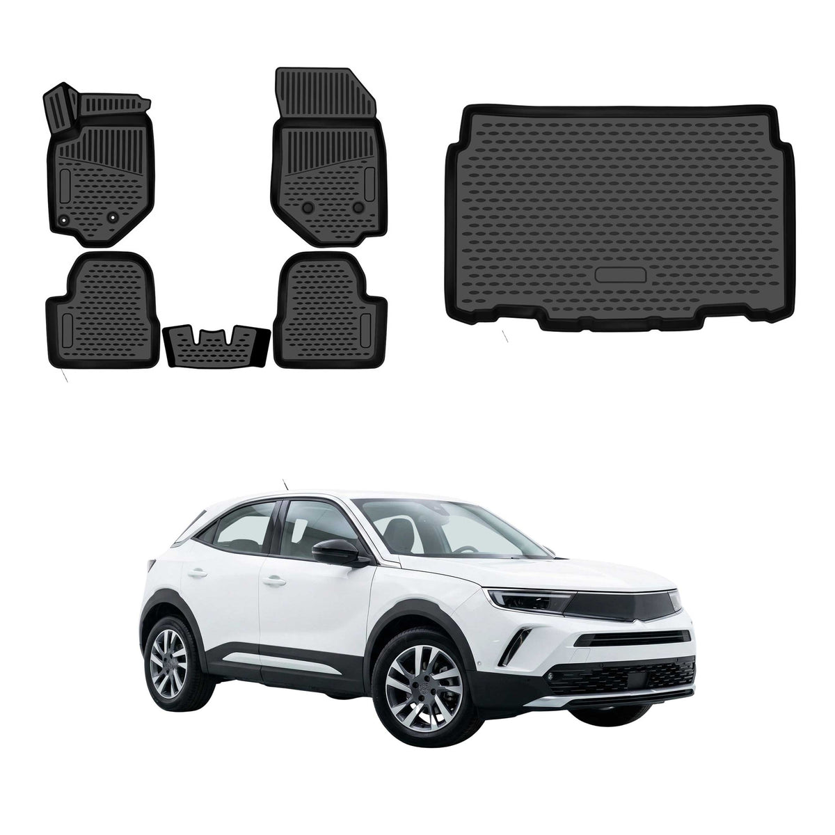 OMAC Kit Tapis de Sol et Coffre pour Opel Mokka II Gas 2021-2026 inférieur