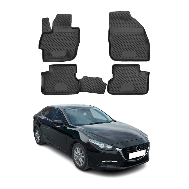 Tapis de sol pour Mazda 3 2013-2019 en caoutchouc TPE 3D Noir 4Pcs