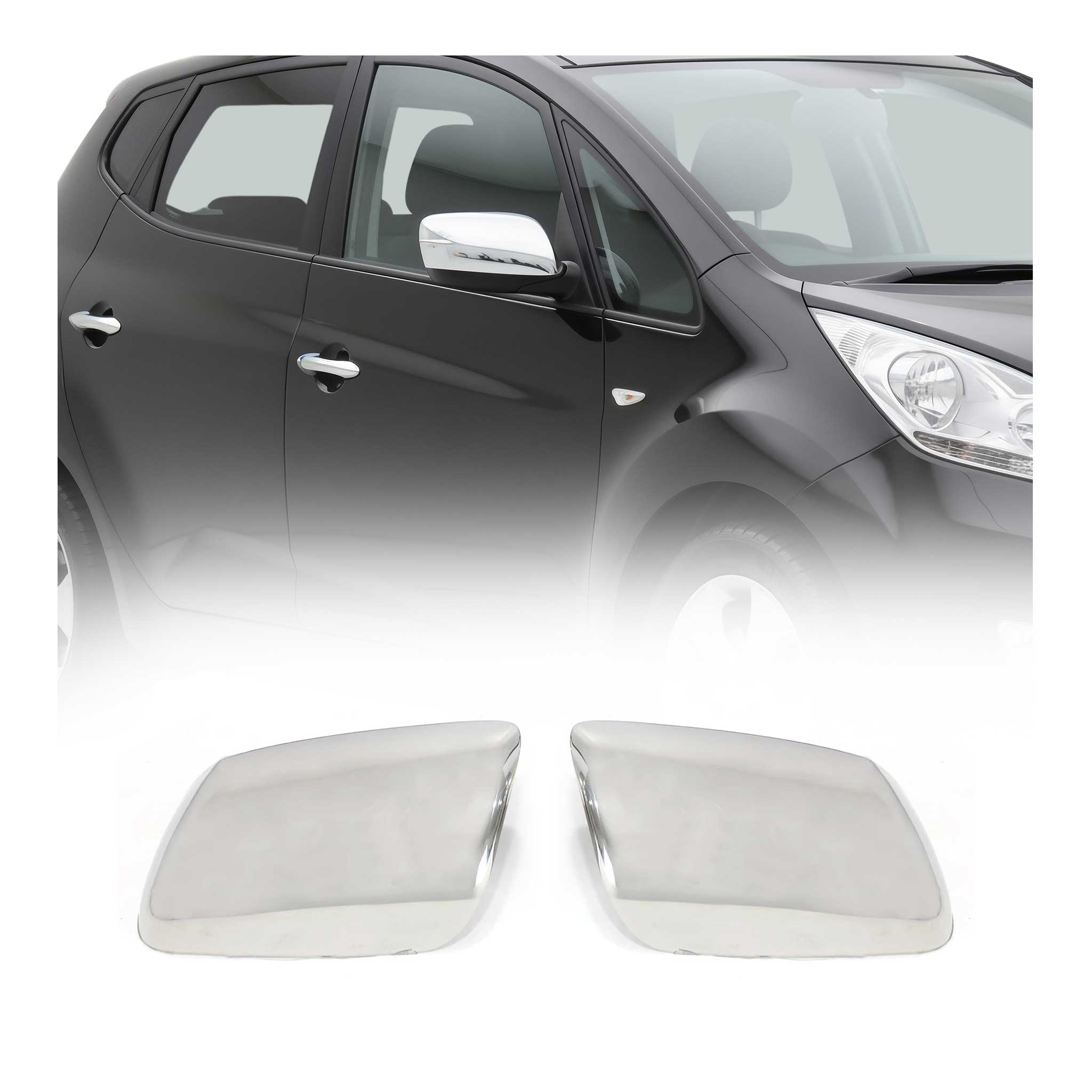 Coques de Rétroviseurs pour Kia Venga 2009-2019 2x Acier Inox Chromé