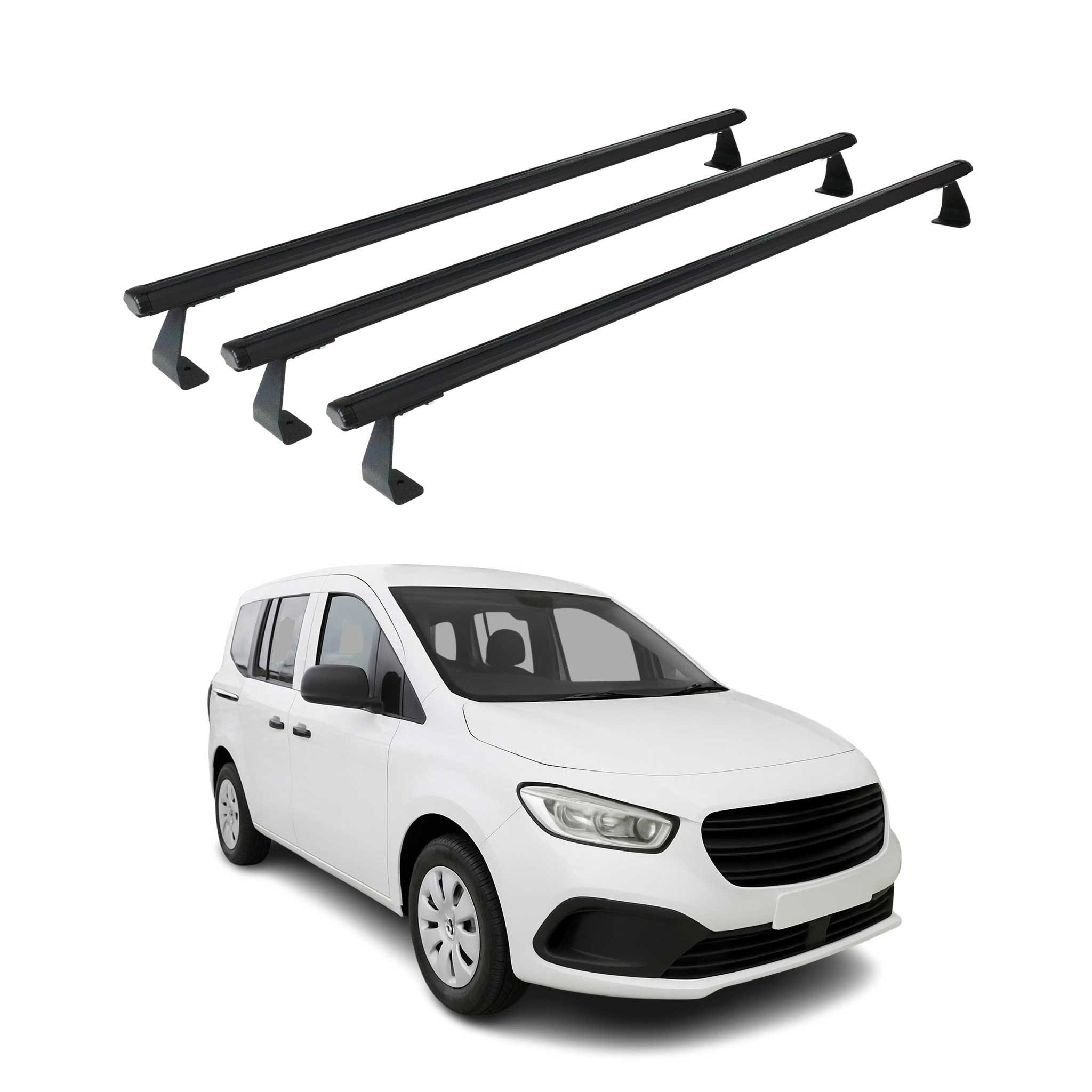 Barres de toit transversales pour Mercedes Citan 2021-2026 Aluminium Noir 3 pcs