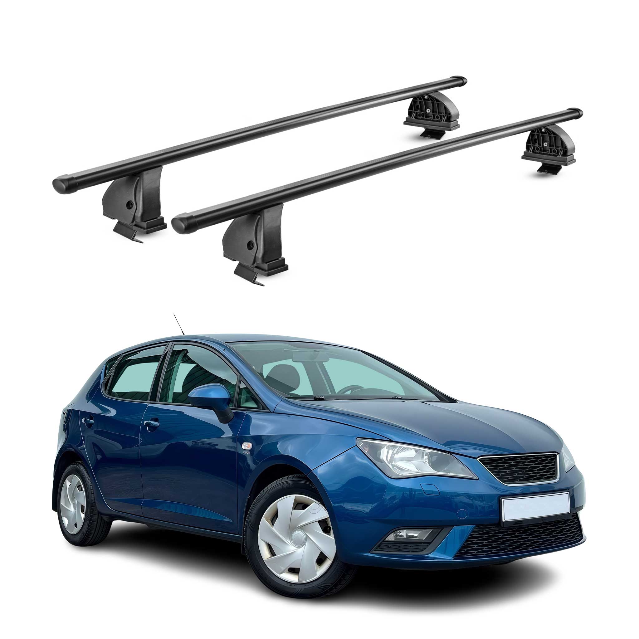 Barres de toit transversales acier pour Seat Ibiza IV 2008-2017 TÜV Noir 2Pcs