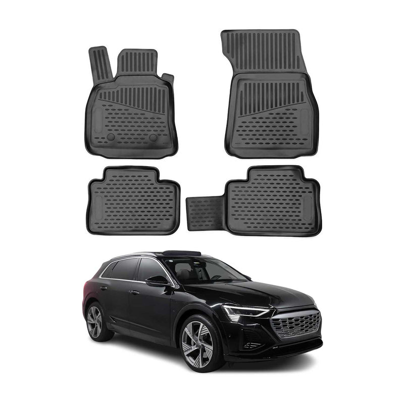 OMAC 3D Tapis de sol pour Audi Q8 e-Tron 2018-2025 caoutchouc TPE Noir 4Pcs