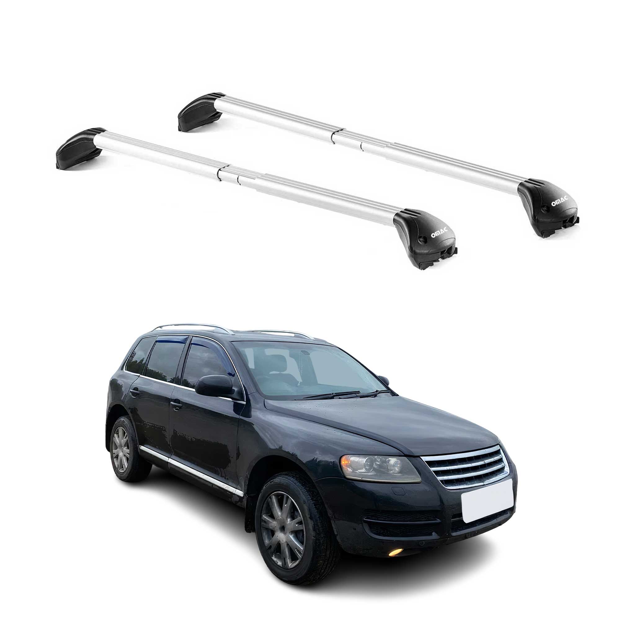 Barres de toit pour VW Touareg 7L 2002-2010 5P Gris Argenté 2 pièces ABE