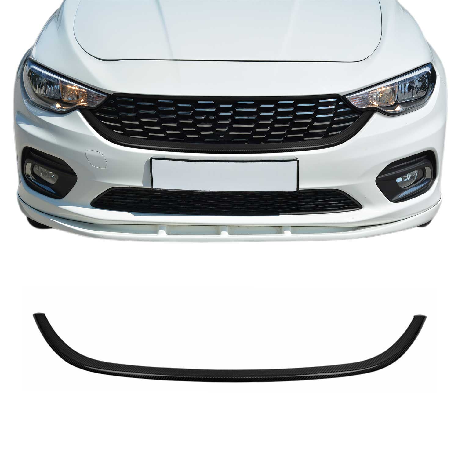 Moulure de Grille de Calandre pour Fiat Tipo Berline HB 2015-2026 Carbone