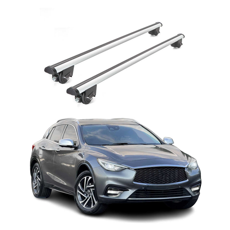 Barres de toit transversales pour Infiniti Q30 2016-2020 2 pcs en Alu gris TÜV ABE