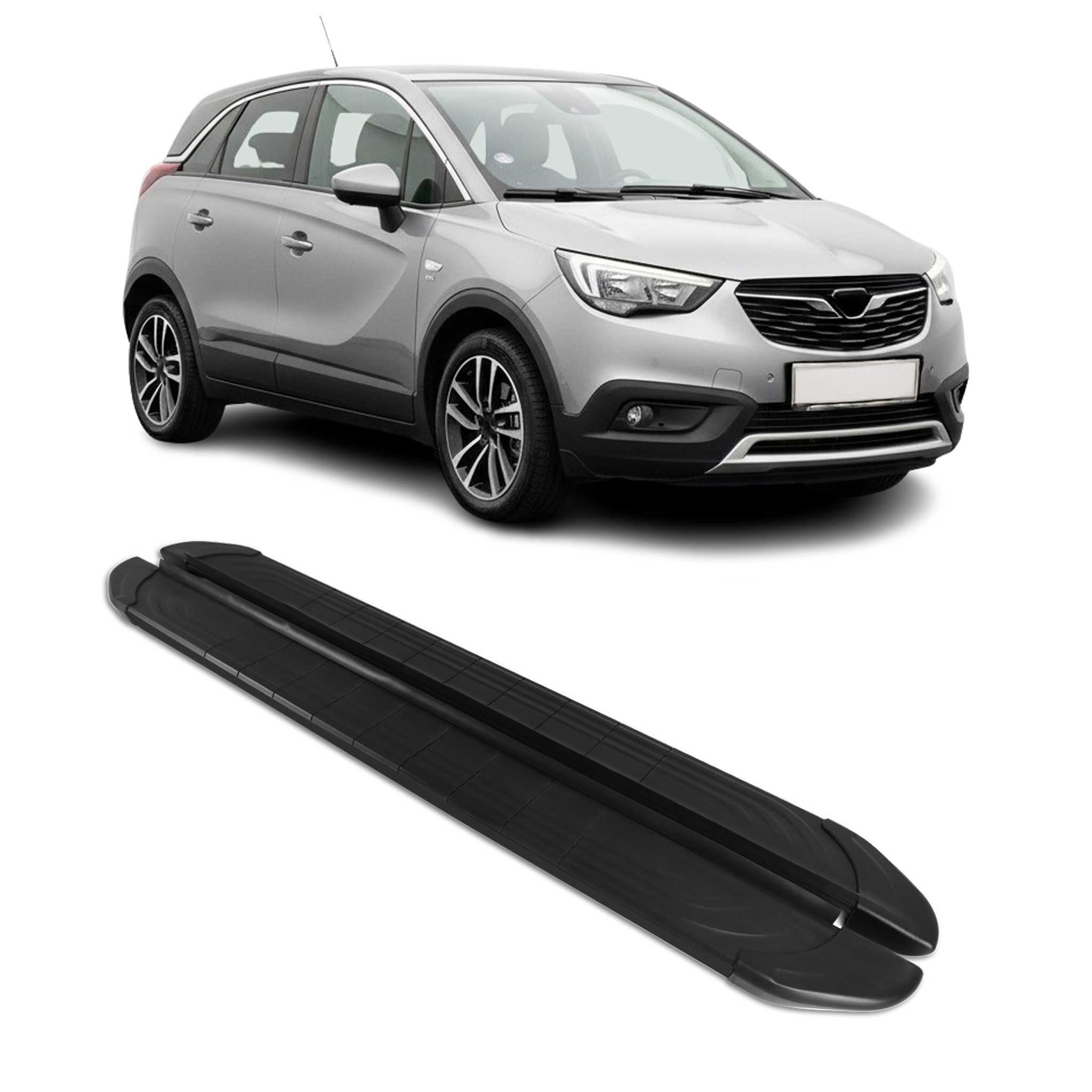 Marchepieds Latéraux pour Opel Crossland X 2017-2024 2Pcs Aluminium Noir