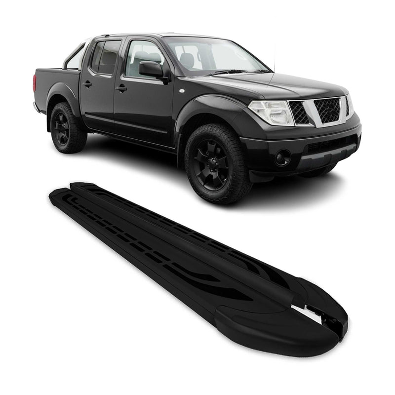 Marchepieds Latéraux pédale pour Nissan Navara Double Cab 2005-2016 Alu Noir