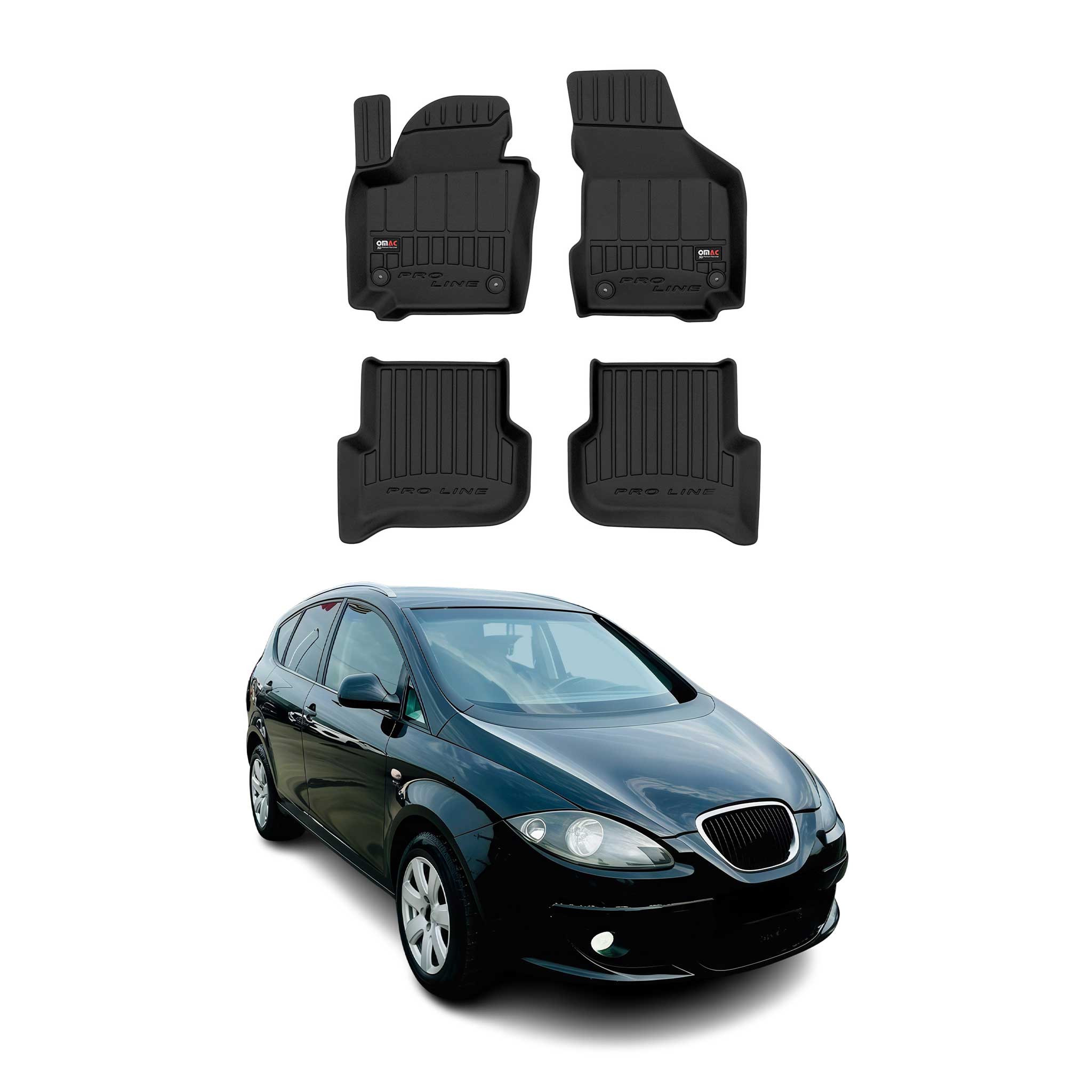 Tapis de Sol Voiture pour Seat Altea 2004-2015 Caoutchouc TPE Noir