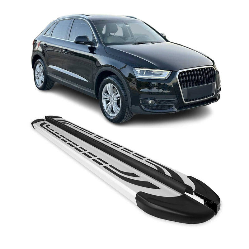 Marchepieds latéraux pédale pour Audi Q3 8U 2011-2018 2Pcs Aluminium Gris
