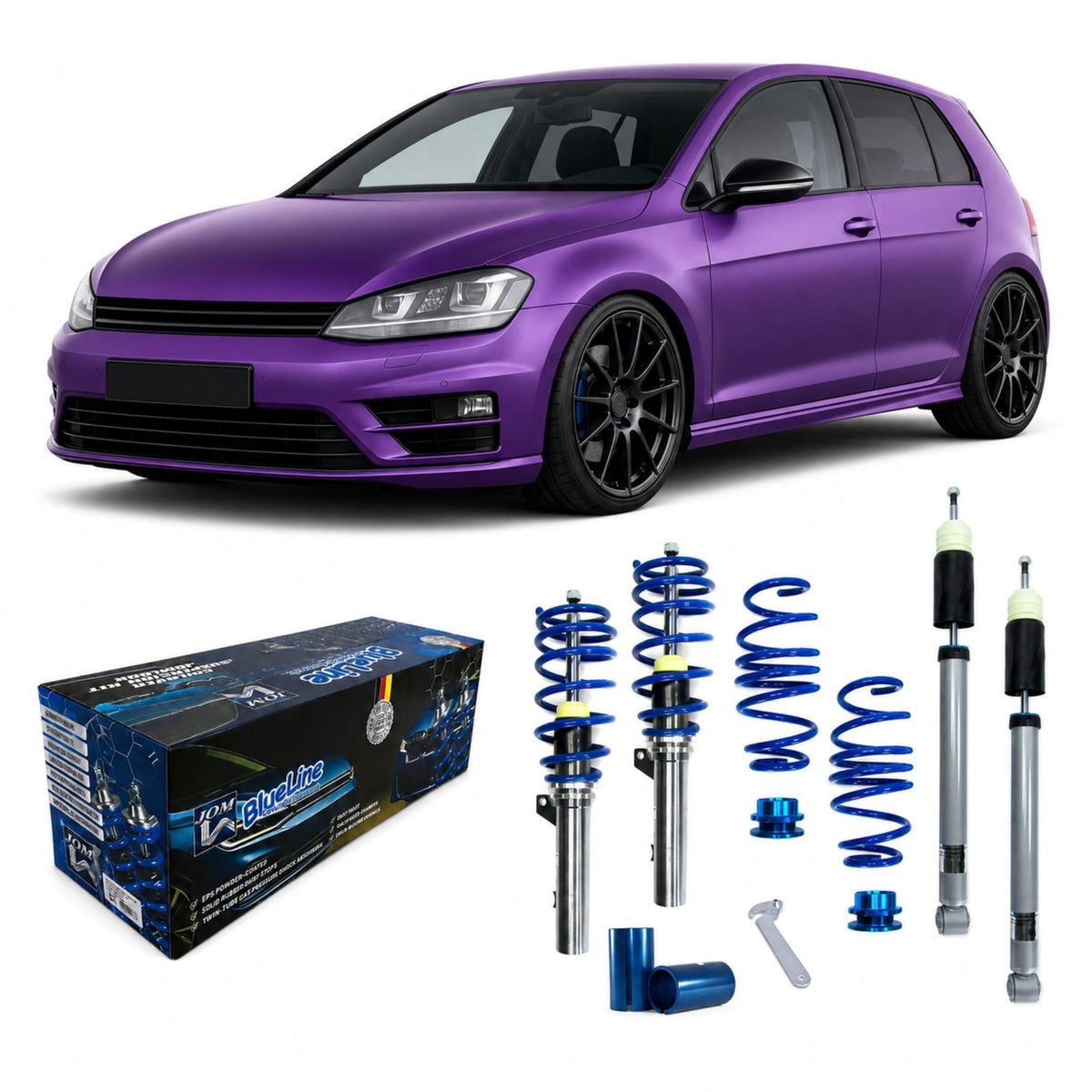 JOM BlueLine Combinés Filetés pour VW Golf 7 (R GTD) 4Motion Ø50/55 mm VA 1160kg