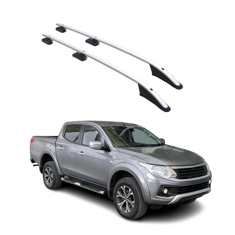 Barres de toit longitudinales pour Fiat Fullback 2015-2021 Aluminium Gris