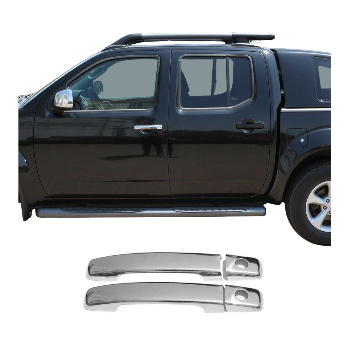 Couverture de poignée de porte pour Nissan Navara 2005-2015 2Portes Acier chromé