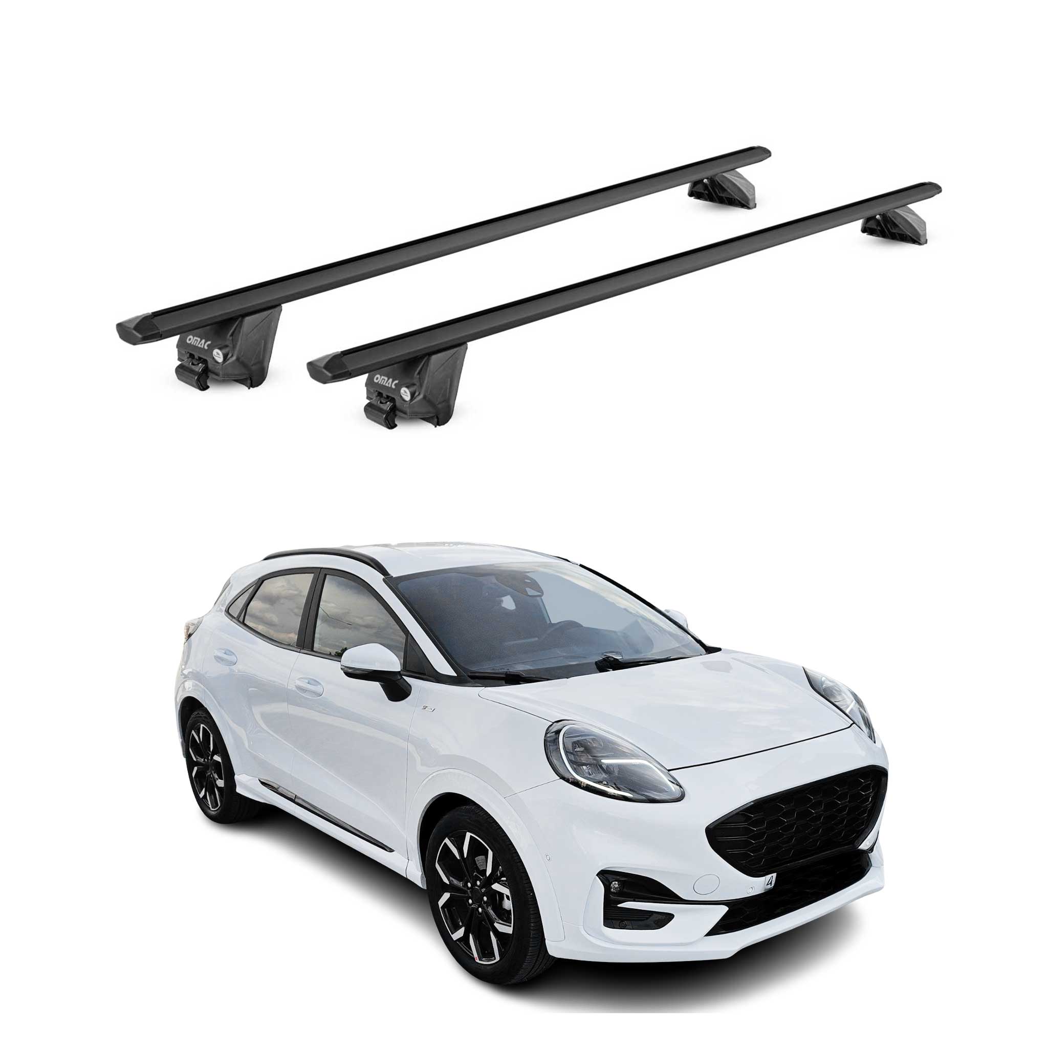 Barres de toit transversales pour Ford Puma 2019-2026 Alu Noir 2 pièces ABE