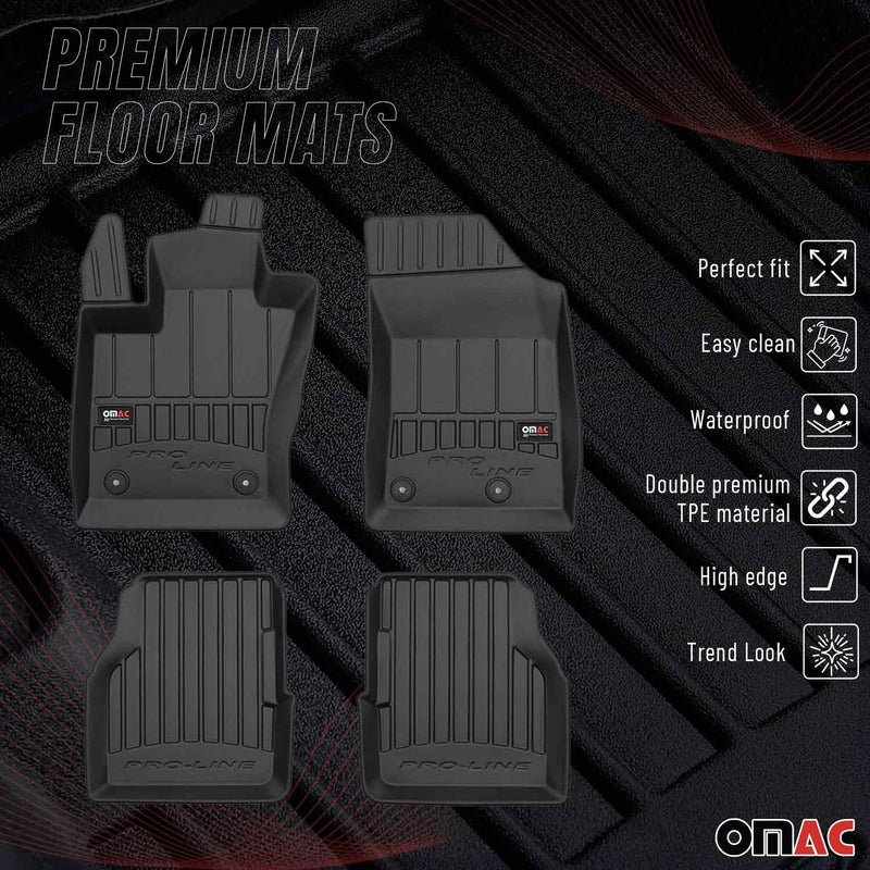 OMAC Tapis de sol en caoutchouc pour Jeep Compass 2017-2025 Noir Premium